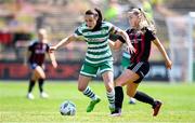 3 June 2023; Áine O'Gorman of Shamrock Rovers in action against Fiona Donnelly of Bohemians during the SSE Airtricity Women's Premier Division match between Bohemians and Shamrock Rovers at Dalymount Park in Dublin. Photo by Seb Daly/Sportsfile