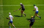 3 June 2023; Darragh Carroll of Lancashire shoots to score his side's second goal during the Lory Meagher Cup Final match between Monaghan and Lancashire at Croke Park in Dublin. Photo by Harry Murphy/Sportsfile