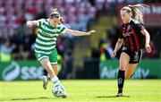 3 June 2023; Abbie Larkin of Shamrock Rovers in action against Fiona Donnelly of Bohemians during the SSE Airtricity Women's Premier Division match between Bohemians and Shamrock Rovers at Dalymount Park in Dublin. Photo by Seb Daly/Sportsfile