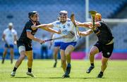 3 June 2023; Conor Gernon of Monaghan in action against Eoghan Clifford and Conor McCormick of Lancashire during the Lory Meagher Cup Final match between Monaghan and Lancashire at Croke Park in Dublin. Photo by Harry Murphy/Sportsfile