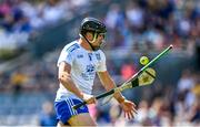 3 June 2023; Niall Garland of Monaghan shoots to score his side's third goal despite the hurl of Lancashire's Shane Nugent during the Lory Meagher Cup Final match between Monaghan and Lancashire at Croke Park in Dublin. Photo by Harry Murphy/Sportsfile