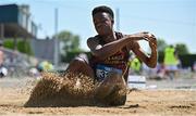 3 June 2023; David Igwe of De La Salle, Waterford, competes in the senior boys long jump during the 123.ie All Ireland Schools' Track and Field Championships at Tullamore in Offaly. Photo by Sam Barnes/Sportsfile