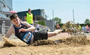 3 June 2023; Sean McCabe of Summerhill College Sligo, competes in the senior boys long jump during the 123.ie All Ireland Schools' Track and Field Championships at Tullamore in Offaly. Photo by Sam Barnes/Sportsfile