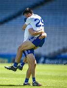 3 June 2023; Fergal Rafter and Aaron Kenny of Monaghan after their side's victory in the Lory Meagher Cup Final match between Monaghan and Lancashire at Croke Park in Dublin. Photo by Harry Murphy/Sportsfile