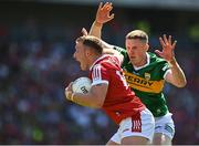 3 June 2023; Brian Hurley of Cork is tackled by Jason Foley of Kerry during the GAA Football All-Ireland Senior Championship Round 2 match between Cork and Kerry at Páirc Ui Chaoimh in Cork. Photo by Eóin Noonan/Sportsfile