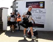 3 June 2023; Galway manager Padraic Joyce arrives at Cusack Park with his players before the GAA Football All-Ireland Senior Championship Round 2 match between Westmeath and Galway at TEG Cusack Park in Mullingar, Westmeath. Photo by Matt Browne/Sportsfile