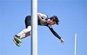 3 June 2023; Joshua Fitzgerald of Colaiste Muire Crosshaven, Cork, competes in the senior boys pole vault where he set a championship record of 4.53m during the 123.ie All Ireland Schools' Track and Field Championships at Tullamore in Offaly. Photo by Sam Barnes/Sportsfile