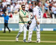 3 June 2023; Ireland captain Andrew Balbirnie shakes hands with Zak Crawley of England at the end of the game during day three of the Test Match between England and Ireland at Lords Cricket Ground in London, England. Photo by Matt Impey/Sportsfile