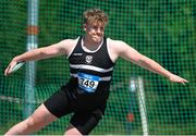 3 June 2023; Liam Granville of Belvedere College, Dublin, on his way to winning the senior boys discus during the 123.ie All Ireland Schools' Track and Field Championships at Tullamore in Offaly. Photo by Sam Barnes/Sportsfile