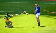 3 June 2023; Seanie Germaine of Wicklow scores a point under pressure from Brian Mc Intyre of Donegal during the Nickey Rackard Cup Final match between Donegal and Wicklow at Croke Park in Dublin. Photo by Harry Murphy/Sportsfile