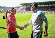 3 June 2023; Cork manager John Cleary with Kerry manager Jack O'Connor after the GAA Football All-Ireland Senior Championship Round 2 match between Cork and Kerry at Páirc Ui Chaoimh in Cork. Photo by Eóin Noonan/Sportsfile