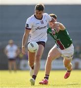 3 June 2023; Shane Walsh of Galway in action against Jonathan Lynan of Westmeath during the GAA Football All-Ireland Senior Championship Round 2 match between Westmeath and Galway at TEG Cusack Park in Mullingar, Westmeath. Photo by Matt Browne/Sportsfile