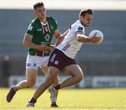 3 June 2023; Cillian McDaid of Galway in action against Sean McCartan of Westmeath during the GAA Football All-Ireland Senior Championship Round 2 match between Westmeath and Galway at TEG Cusack Park in Mullingar, Westmeath. Photo by Matt Browne/Sportsfile