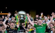 3 June 2023; Meath joint-captains Charlie Ennis and Jack Regan lift the Christy Ring cup after their side's victory in the Christy Ring Cup Final match between Derry and Meath at Croke Park in Dublin. Photo by Harry Murphy/Sportsfile