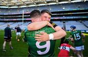 3 June 2023; Martin Healy, 9, Jack Fagan of Meath after their side's victory in the Christy Ring Cup Final match between Derry and Meath at Croke Park in Dublin. Photo by Harry Murphy/Sportsfile