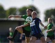 3 June 2023; Madison Gibson of Athlone Town  in action against Lauryn O'Callaghan of Peamount United during the SSE Airtricity Women's Premier Division match between Peamount United and Athlone Town at PRL Park in Greenogue, Dublin. Photo by Stephen Marken/Sportsfile