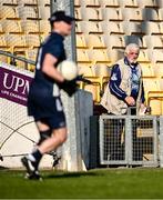 3 June 2023; Dublin supporter Gerry &quot;Dublin Gerry&quot; Gowran watches as Dublin goalkeeper Stephen Cluxton prepares to take a kick-out during the GAA Football All-Ireland Senior Championship Round 2 match between Kildare and Dublin at UPMC Nowlan Park in Kilkenny. Photo by Piaras Ó Mídheach/Sportsfile