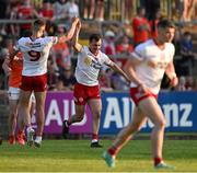 3 June 2023; Darragh Canavan of Tyrone celebrates with teammate Conn Kilpatrick, left, after kicking a late point during the GAA Football All-Ireland Senior Championship Round 2 match between Tyrone and Armagh at O'Neill's Healy Park in Omagh, Tyrone. Photo by Brendan Moran/Sportsfile