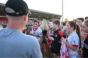 3 June 2023; Darragh Canavan of Tyrone poses for photos for supporters after the GAA Football All-Ireland Senior Championship Round 2 match between Tyrone and Armagh at O'Neill's Healy Park in Omagh, Tyrone. Photo by Brendan Moran/Sportsfile