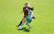 3 June 2023; Áine O'Gorman of Shamrock Rovers in action against Fiona Donnelly of Bohemians during the SSE Airtricity Women's Premier Division match between Bohemians and Shamrock Rovers at Dalymount Park in Dublin. Photo by Seb Daly/Sportsfile