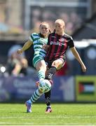3 June 2023; Abby Tuthill of Shamrock Rovers in action against Niamh Prior of Bohemians during the SSE Airtricity Women's Premier Division match between Bohemians and Shamrock Rovers at Dalymount Park in Dublin. Photo by Seb Daly/Sportsfile
