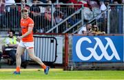 3 June 2023; Rian O'Neill of Armagh leaves the pitch after being shown a red card during the GAA Football All-Ireland Senior Championship Round 2 match between Tyrone and Armagh at O'Neill's Healy Park in Omagh, Tyrone. Photo by Brendan Moran/Sportsfile