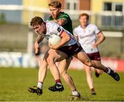 3 June 2023; Jack Glynn of Galway in action against Luke Loughlin of Westmeath during the GAA Football All-Ireland Senior Championship Round 2 match between Westmeath and Galway at TEG Cusack Park in Mullingar, Westmeath. Photo by Matt Browne/Sportsfile