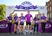 4 June 2023; In attendance at 2023 Vhi Women’s Mini Marathon are, from left, Vhi ambassador Lorraine Fanneran, Vhi ambassador Emer Kelly, Vhi ambassador Aimee Connolly, Vhi ambassador David Gillick, Vhi ambassador Dearbhla Toal and Vhi ambassador Nikki Bradley. More than 20,000 Women from all over the country took to the streets of Dublin to run, walk and jog the 10km route, raising much needed funds for hundreds of charities around the country. For further information please log on to www.vhiwomensminimarathon.ie. Photo by Stephen McCarthy/Sportsfile