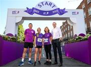 4 June 2023; In attendance at 2023 Vhi Women’s Mini Marathon is, from left, Vhi ambassador David Gillick, Vhi ambassador Aimee Connolly, Vhi head of corporate communications and Vhi chief executive officer Brian Walsh. More than 20,000 Women from all over the country took to the streets of Dublin to run, walk and jog the 10km route, raising much needed funds for hundreds of charities around the country. For further information please log on to www.vhiwomensminimarathon.ie Photo by Stephen McCarthy/Sportsfile