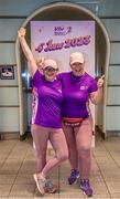 4 June 2023; Margaret Gornik, from Swords, left, and Joanna Michalak from Blanchardstown at the Vhi mural in Peare station before the 2023 Vhi Women’s Mini Marathon. More than 20,000 women from all over the country took to the streets of Dublin to run, walk and jog the 10km route, raising much needed funds for hundreds of charities. For further information please log on to www.vhiwomensminimarathon.ie. Photo by Sam Barnes/Sportsfile