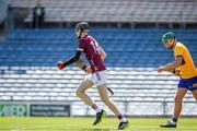 4 June 2023; Jason Rabbitte of Galway celebrates after scoring his side's first goal during the Electric Ireland GAA Hurling All-Ireland Minor Championship Final match between Clare and Galway at FBD Semple Stadium in Thurles, Tipperary. Photo by Michael P Ryan/Sportsfile