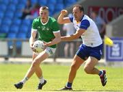 4 June 2023; Hugh Bourke of Limerick in action against Paul McLoughlin of Wicklow during the Tailteann Cup Group 3 Round 3 match between Limerick and Wicklow at Laois Hire O'Moore Park in Portlaoise, Laois. Photo by Matt Browne/Sportsfile