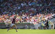4 June 2023; Aaron Niland of Galway takes a free during the Electric Ireland GAA Hurling All-Ireland Minor Championship Final match between Clare and Galway at FBD Semple Stadium in Thurles, Tipperary. Photo by Michael P Ryan/Sportsfile