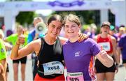 4 June 2023; Niamh Huanue, left, and Dearbhaile Roe from Claremorris, Mayo after the 2023 Vhi Women’s Mini Marathon. More than 20,000 women from all over the country took to the streets of Dublin to run, walk and jog the 10km route, raising much needed funds for hundreds of charities. For further information please log on to www.vhiwomensminimarathon.ie. Photo by Stephen McCarthy/Sportsfile