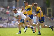 4 June 2023; Ryan McAnespie of Monaghan in action against Jamie Malone of Clare during the GAA Football All-Ireland Senior Championship Round 2 match between Monaghan and Clare at St Tiernach's Park in Clones, Monaghan. Photo by Daire Brennan/Sportsfile