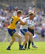 4 June 2023; Ryan McAnespie of Monaghan in action against Pearse Lillis of Clare during the GAA Football All-Ireland Senior Championship Round 2 match between Monaghan and Clare at St Tiernach's Park in Clones, Monaghan. Photo by Daire Brennan/Sportsfile