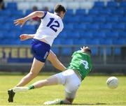 4 June 2023; Jack Kirwan of Wicklow scores his side's second goal despite the attempts of Brian Fanning of Limerick during the Tailteann Cup Group 3 Round 3 match between Limerick and Wicklow at Laois Hire O'Moore Park in Portlaoise, Laois. Photo by Matt Browne/Sportsfile