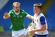 4 June 2023; John Paul Nolan of Wicklow in action against Sean O'Dea of Limerick during the Tailteann Cup Group 3 Round 3 match between Limerick and Wicklow at Laois Hire O'Moore Park in Portlaoise, Laois. Photo by Matt Browne/Sportsfile