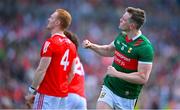 4 June 2023; Matthew Ruane of Mayo celebrates after kicking a point during the GAA Football All-Ireland Senior Championship Round 2 match between Mayo and Louth at Hastings Insurance MacHale Park in Castlebar, Mayo. Photo by Seb Daly/Sportsfile