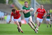 4 June 2023; Matthew Ruane of Mayo in action against Ciaran Murphy of Louth during the GAA Football All-Ireland Senior Championship Round 2 match between Mayo and Louth at Hastings Insurance MacHale Park in Castlebar, Mayo. Photo by Seb Daly/Sportsfile