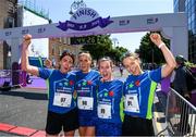4 June 2023; Participants from left, Mairead Hogan, Carrol Cullan, Claire Ní Fhaircheallaigh and Jane Bandila after the 2023 Vhi Women’s Mini Marathon. More than 20,000 women from all over the country took to the streets of Dublin to run, walk and jog the 10km route, raising much needed funds for hundreds of charities. For further information please log on to www.vhiwomensminimarathon.ie. Photo by Stephen McCarthy/Sportsfile