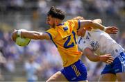 4 June 2023; Aaron Griffin of Clare in action against Kieran Duffy of Monaghan during the GAA Football All-Ireland Senior Championship Round 2 match between Monaghan and Clare at St Tiernach's Park in Clones, Monaghan. Photo by Daire Brennan/Sportsfile