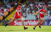4 June 2023; Conor Doherty of Derry scores his side's first goal during the GAA Football All-Ireland Senior Championship Round 2 match between Donegal and Derry at MacCumhaill Park in Ballybofey, Donegal. Photo by Brendan Moran/Sportsfile