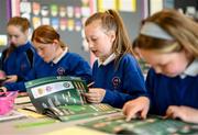 7 June 2023; Grace McMahon during the launch of the Republic of Ireland women's FIFA Women's World Cup school activity book with Republic of Ireland manager Vera Pauw at St Patrick's National School in Corduff, Dublin. Photo by Stephen McCarthy/Sportsfile