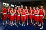 9 June 2023; The Olympic Federation of Ireland has today named the twelve boxers who will contest the European Games this month. The multi-sport Games offers a key opportunity for Team Ireland boxers to achieve Olympic Qualification with up to four Paris 2024 quota spots across each boxing category to be awarded at Krakow 2023.&quot; Team Ireland boxers, from left, Kelyn Cassidy, Aoife O'Rourke, Jennifer Lehane, Kellie Harrington, Sean Mari, Jack Marley, Daine Moorehoue, Dean Clancy, Amy Broadhurst, Jude Gallagher, Michaela Walsh and Dean Walsh during a squad announcement in advance of the 2023 European Games at the Sport Ireland Institute in Dublin. Photo by David Fitzgerald/Sportsfile