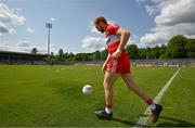 4 June 2023; Conor Glass of Derry runs onto the pitch before the GAA Football All-Ireland Senior Championship Round 2 match between Donegal and Derry at MacCumhaill Park in Ballybofey, Donegal. Photo by Brendan Moran/Sportsfile