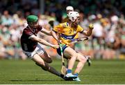 4 June 2023; Michael Power of Clare in action against during Darragh Counihan of Galway during the Electric Ireland GAA Hurling All-Ireland Minor Championship Final match between Clare and Galway at FBD Semple Stadium in Thurles, Tipperary. Photo by Michael P Ryan/Sportsfile