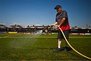 5 June 2023; Groundsman Kevin McCabe waters the pitch before the SSE Airtricity Men's Premier Division match between Cork City and Bohemians at Turner's Cross in Cork. Photo by Eóin Noonan/Sportsfile