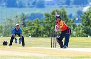 5 June 2023; Gaby Lewis of Scorchers during the Evoke Super Series 2023 match between Scorchers and Typhoons at Oak Hill Cricket Club in Kilbride, Wicklow. Photo by Tyler Miller/Sportsfile