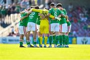 5 June 2023; Cork City players huddle before the SSE Airtricity Men's Premier Division match between Cork City and Bohemians at Turner's Cross in Cork. Photo by Eóin Noonan/Sportsfile